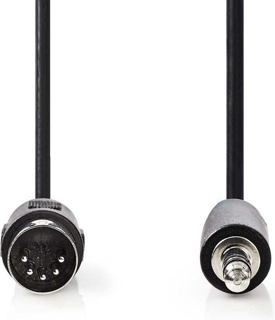 Nedis DIN-Audiokabel - DIN 5-Pins Male - 3,5 mm Male - 2 m - Zwart
