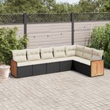 Maison Exclusive - Ensemble de meubles de jardin 7 pièces avec canapé et coussins, noir, en polyrotin