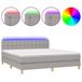 vidaXL Boxspringbed met matras en LED-verlichting, lichtgrijs, 180x200 cm, gestoffeerd