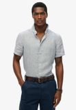 Superdry Vacation Linen S S Shirt M4010937a Navy Ticking Linen Heren Maat - S