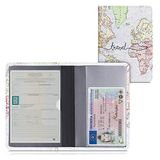 kwmobile hoes voor kentekenbewijs en rijbewijs - Omslag met pasjeshouder in zwart / meerkleurig - Imitatieleer - Travel Wereldkaart design