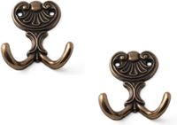 Merkloos / Sans marque Kapstokhaken - 3x - antiek brons - dubbele haak - 6,5 x 5,8 cm - jashaken - luxe