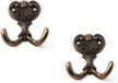 Merkloos / Sans marque Kapstokhaken - 3x - antiek brons - dubbele haak - 6,5 x 5,8 cm - jashaken - luxe