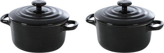 BK Bourgogne Cocottes Set van 2 - Jet Black - Gietijzeren Braadpannen