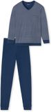 SCHIESSER Pyjama lang Heren Blauw Gemeleerd Katoen