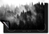 Chefcare Inductie Beschermer Bos met Bomen in de Mist - Zwart Wit - 95x55 cm