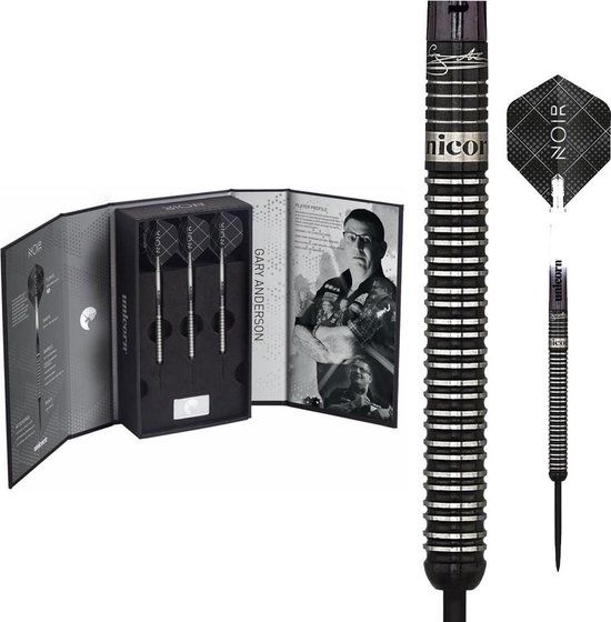 Unicorn Noir Gary Anderson 90% 25 gram Steeltip Dartpijlen - Zwart