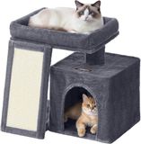 Feandrea Kleine Krabpaal met Krabhelling en Groot Platform, Krabpaal met Grot, 46,5 cm Hoog, Donkergrijs