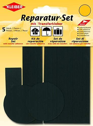 Kleiber Zelfklevende reparatiestukken voor bekleding - nylon - zwart - set van 5