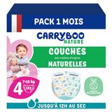CARRYBOO - Luiers maat 4 (7-18 kg) – gevoelige huid – natuurlijk en ultra absorberend – 12 uur lekvrij – zonder ongewenste ingrediënten – gemaakt in Frankrijk – 132 luiers – verpakking 1 maand