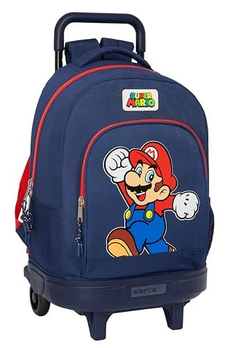 SAFTA Super Mario World Rolling Backpack - 33x22x45cm - Navy
