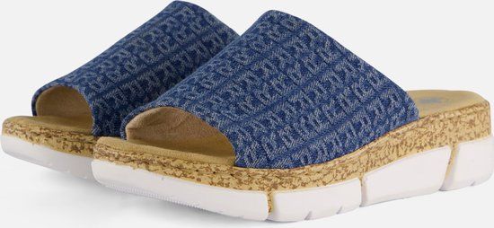 Rieker Slippers Dames - denim Textiel - Maat 40