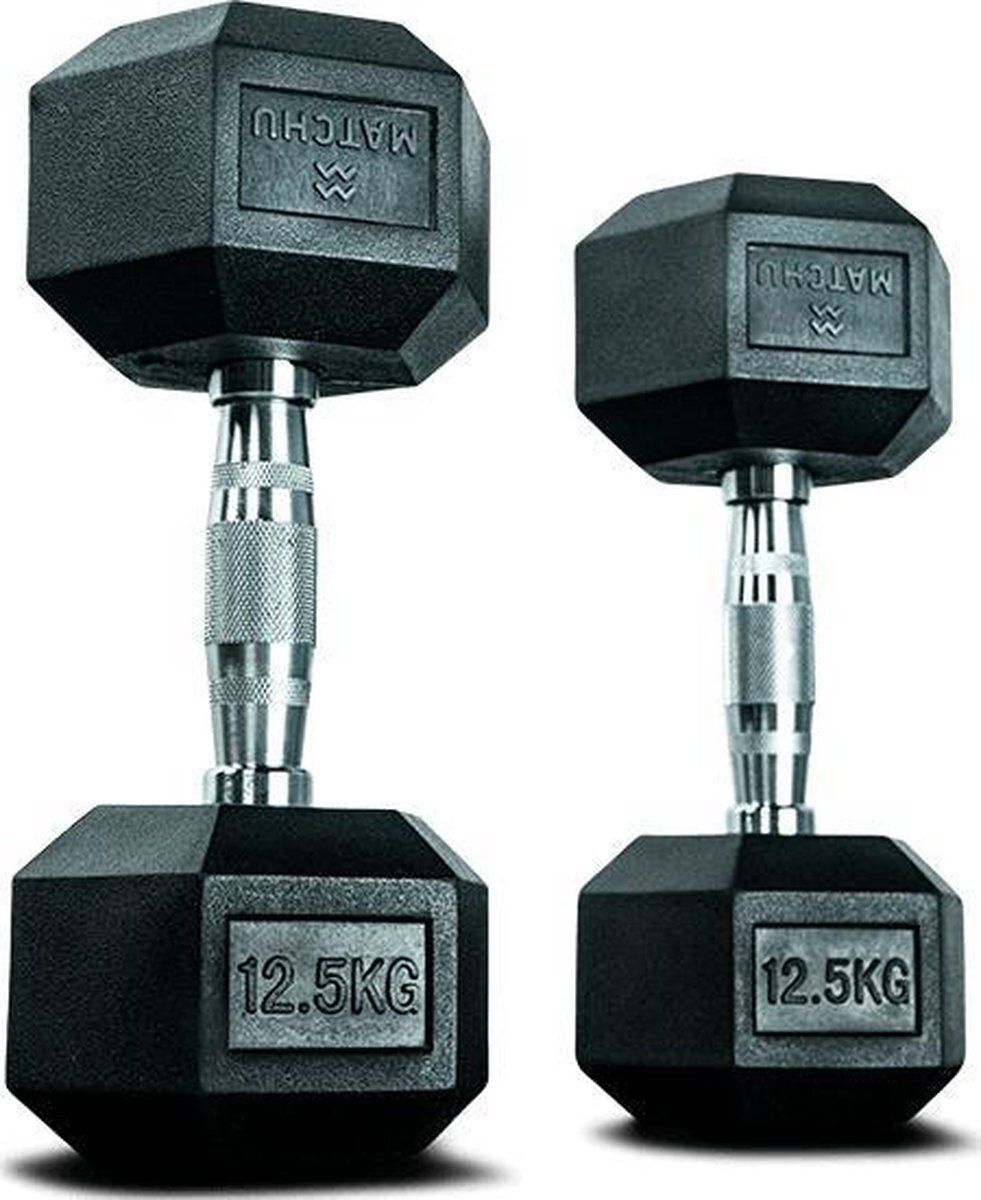 Matchu Sports - Hexa dumbbells - 7,5KG - Set van 2 - Zwart