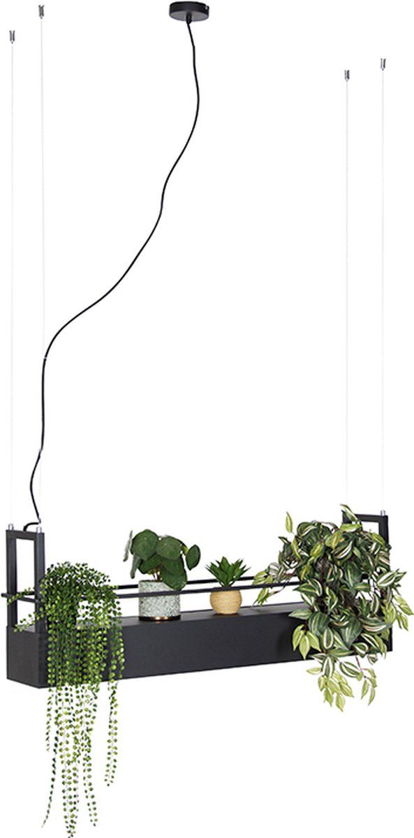 QAZQA Cage Rack - Industrial Hanging Lamp for Dining Table - 4 Lights - L 100 cm - Black