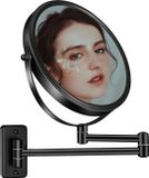 Bol Miroir de maquillage mural 8 pouces - grossissement 1x/10x et rotation à 360° - noir