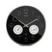 Mebus Radiografische wandklok met thermo- en hygrometer, geruisloos, zilveren frame, zwart, model 12988 - functioneel en elegant