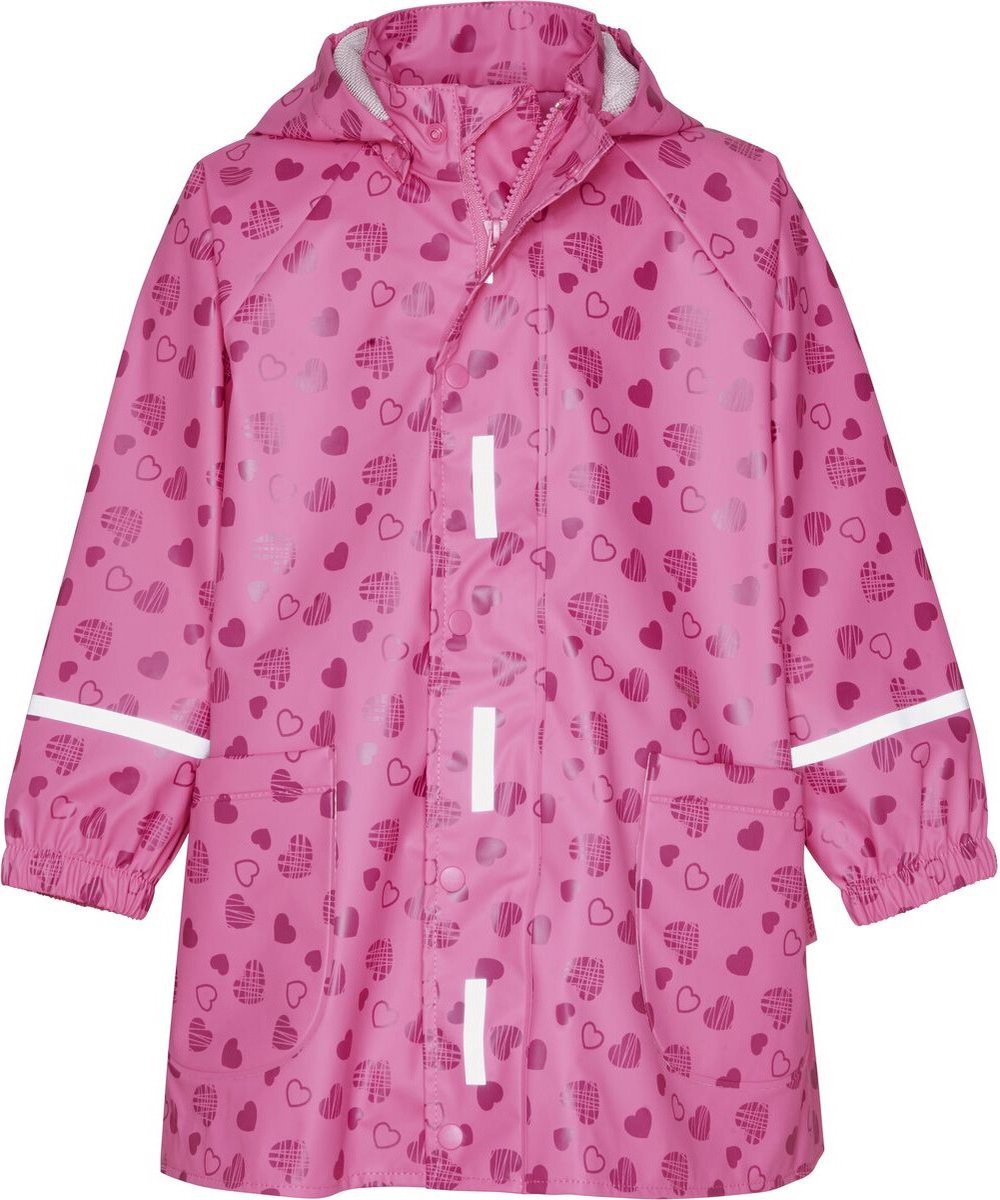 Playshoes regenjas Sweethearts met all over print roze/donkerroze