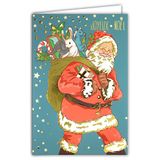 Afie 61-5656 kaart Vrolijk Kerstman in goud glanzend, glinsterend, pluche, haas, pony, paard, eenhoorn, suiker, gerstenafstudeerfeest, met witte envelop