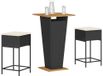 Prolenta Maison Exclusive 3-delige tuinset voor bar met kussens zwart polyrotan