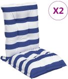 vidaXL Stoelkussens 2 stuks Lage rug gestreept stof wit en blauw