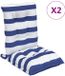 vidaXL Stoelkussens 2 stuks Lage rug gestreept stof wit en blauw