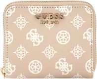 GUESS Laurel SLG Small Zip Around Wallet Sand Logo Beige