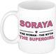 Bellatio Decorations Soraya Naam cadeau mok/ beker The woman, The myth the supergirl 300 ml