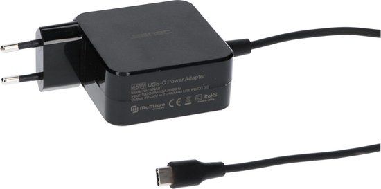 Yanec USB-C Oplader 45W Zwart - Laptop, Macbook & Telefoon