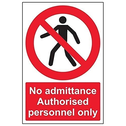 V Safety VSafety 52019AU-R "No Admitance Authenticed Personnel Only/Pedestrian" verbodsbord, stijve kunststof, portret/hoog, 200 mm x 300 mm, zwart/rood