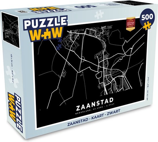 MuchoWow Puzzel Zaanstad - Kaart - Zwart - Legpuzzel - Puzzel 500 stukjes