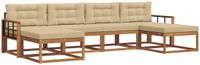 vidaXL Bank loungeset 6-persoons Natuurlijk en Beige Acacia Hout