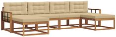 vidaXL Bank loungeset 6-persoons Naturel et Beige Acacia Bois