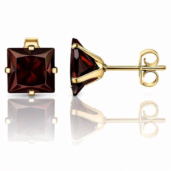 LGT JWLS Lookinggoodtoday LGT JWLS Classic Stud Oorbellen Vierkant - Rood Goud-6mm
