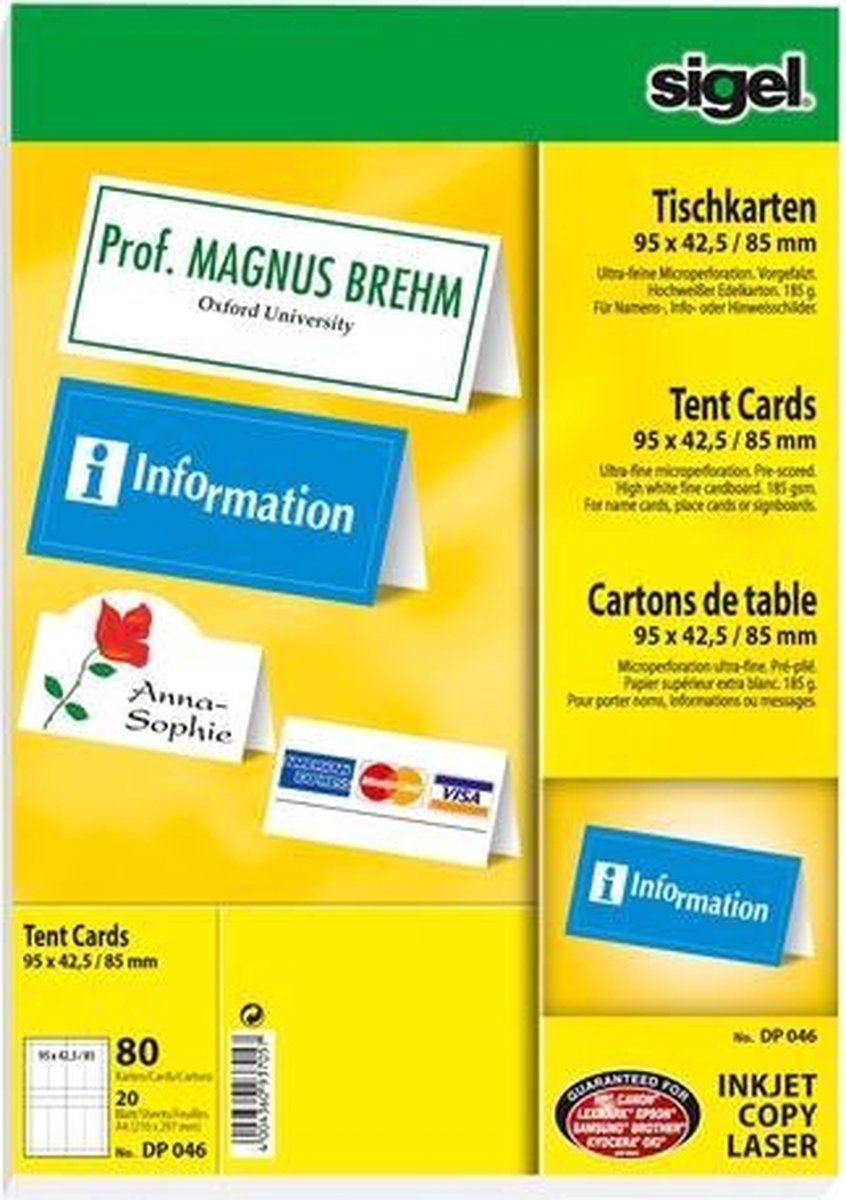 Sigel DP046 - tafelkaarten - 80 stuks