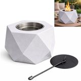 Colibri Tafelhaard Bio-ethanol – Beton Look – 16,5×16,5×10cm – Moderne Tafelhaard met Doofplaat – Sfeervolle Vlam voor Tafel, Terras of Balkon