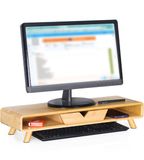 Relaxdays Monitorstandaard - 62x13x20,5 cm - naturel