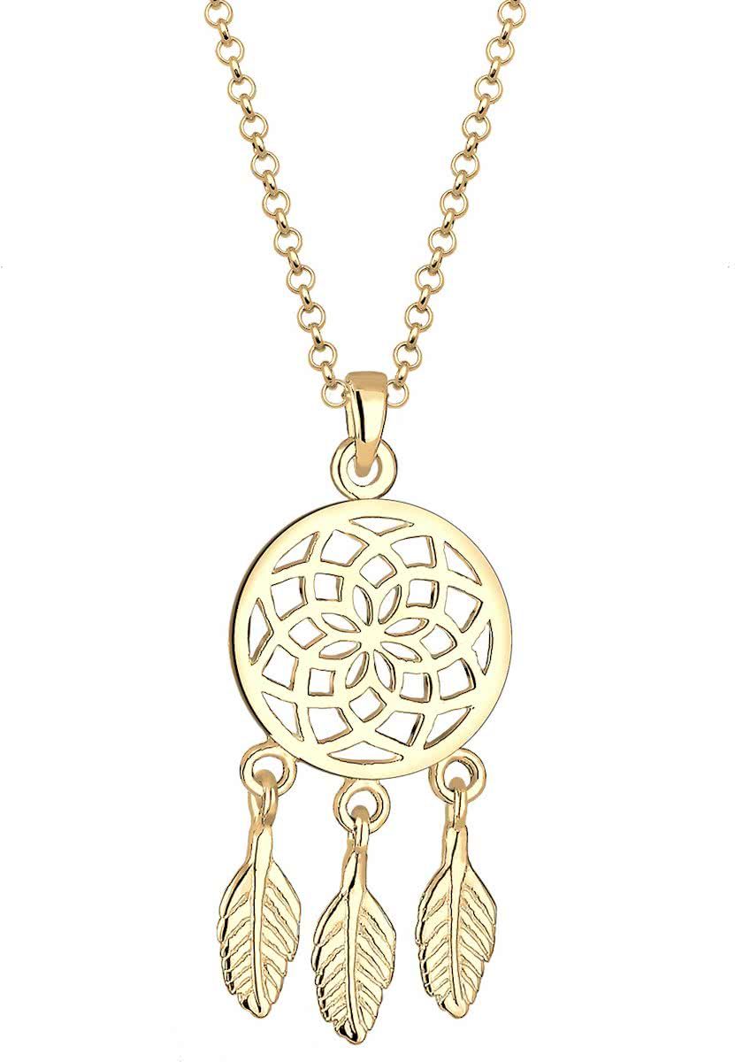 Elli Necklace 925 Sterling Silver Gold Plated Dreamcatcher