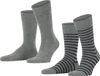 Esprit Fine Stripe 2-Pack gestreept organisch katoen multipack sokken heren grijs - Maat 43-46