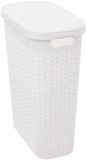 5Five Smalle Wasmand met deksel Rotan - wit - gevlochten kunststof - 40 liter - 26 x 46 x 60 cm