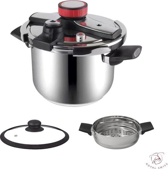 Royal Swiss Snelkookpan Couscous pan - 2 in 1 - 4 Liter - Ø 22cm - RVS - Inductie - Automatische sluiting