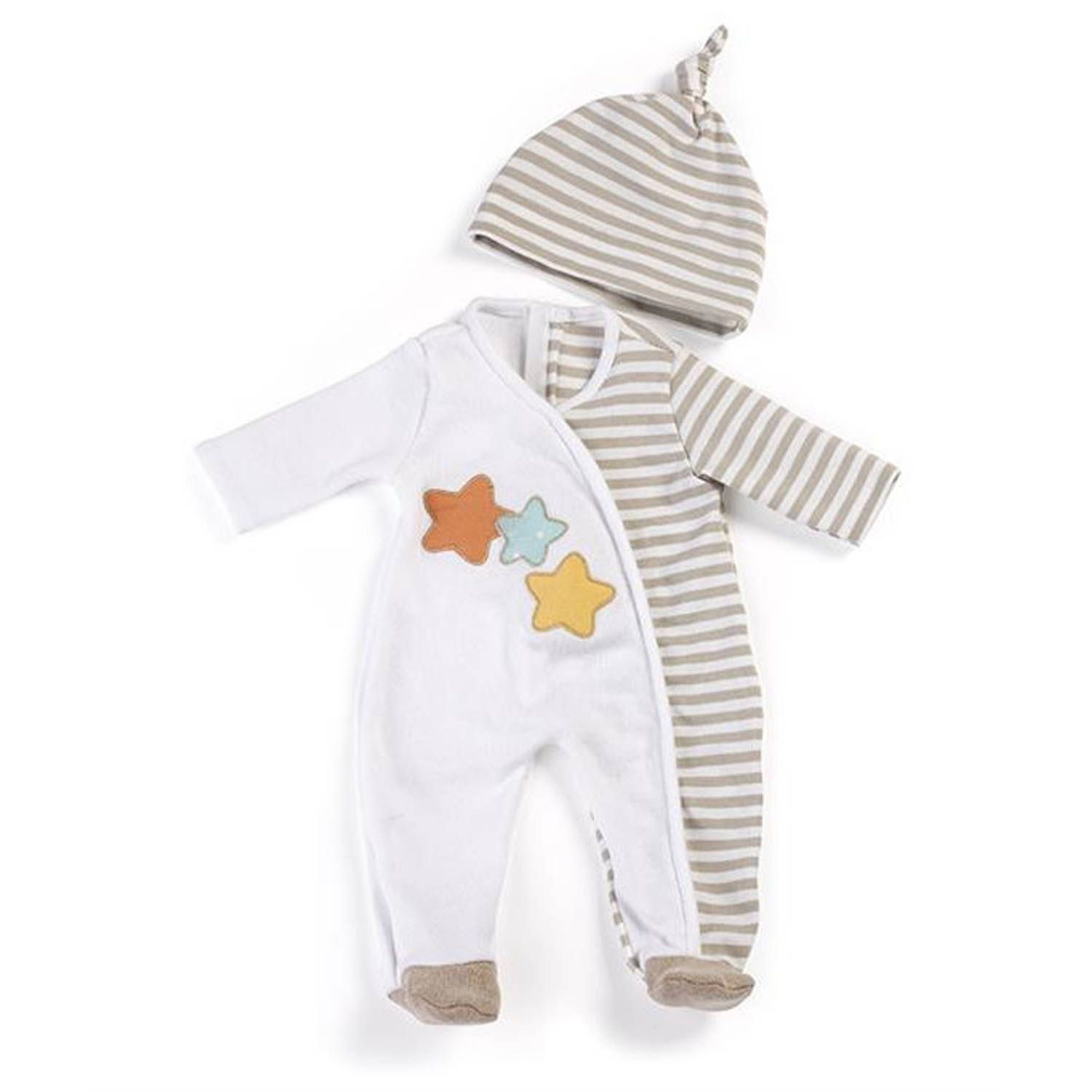 Miniland Poppenkleding Boxpakje Beige/wit 2-delig - Meisje - Bruin