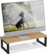 Relaxdays monitorstandaard bureau - tot 20 kg - mdf - ijzer - 15 x 55 x 23 cm - natuur-zwart