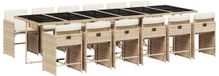 vidaXL 13-delige tuinset met kussens, beige, van polyrotan