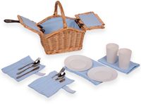 UNUS® Picknickmand voor kinderen rechthoekig met servies voor 2 personen 27x20x30 cm blauw