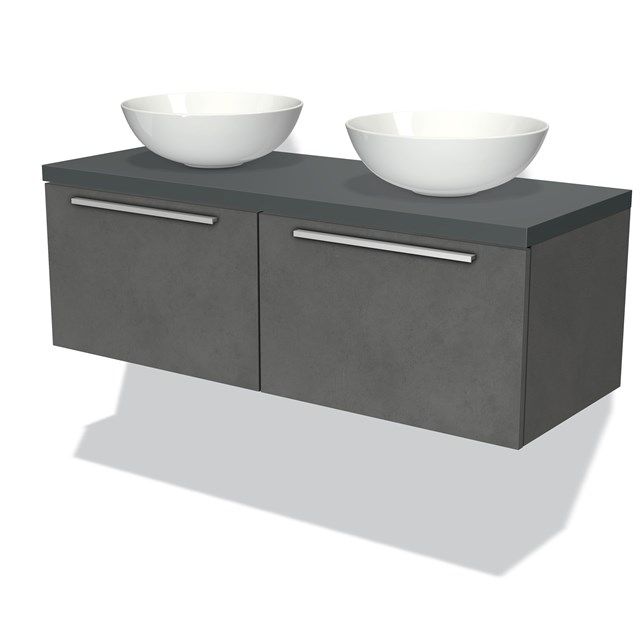 Maxaro Badkamermeubel Modulo Plato 120cm Donkergrijs Beton 2 Lades
