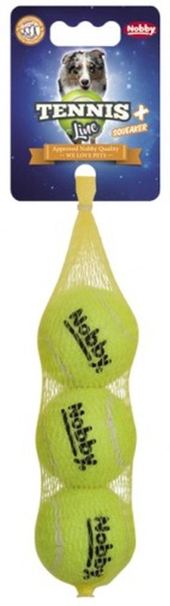 Nobby Tennisbal met piep - Geel - Ø 5,1 cm - 3 stuks