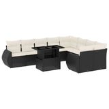 vidaXL Loungeset met Kussens Poly Rattan Zwart
