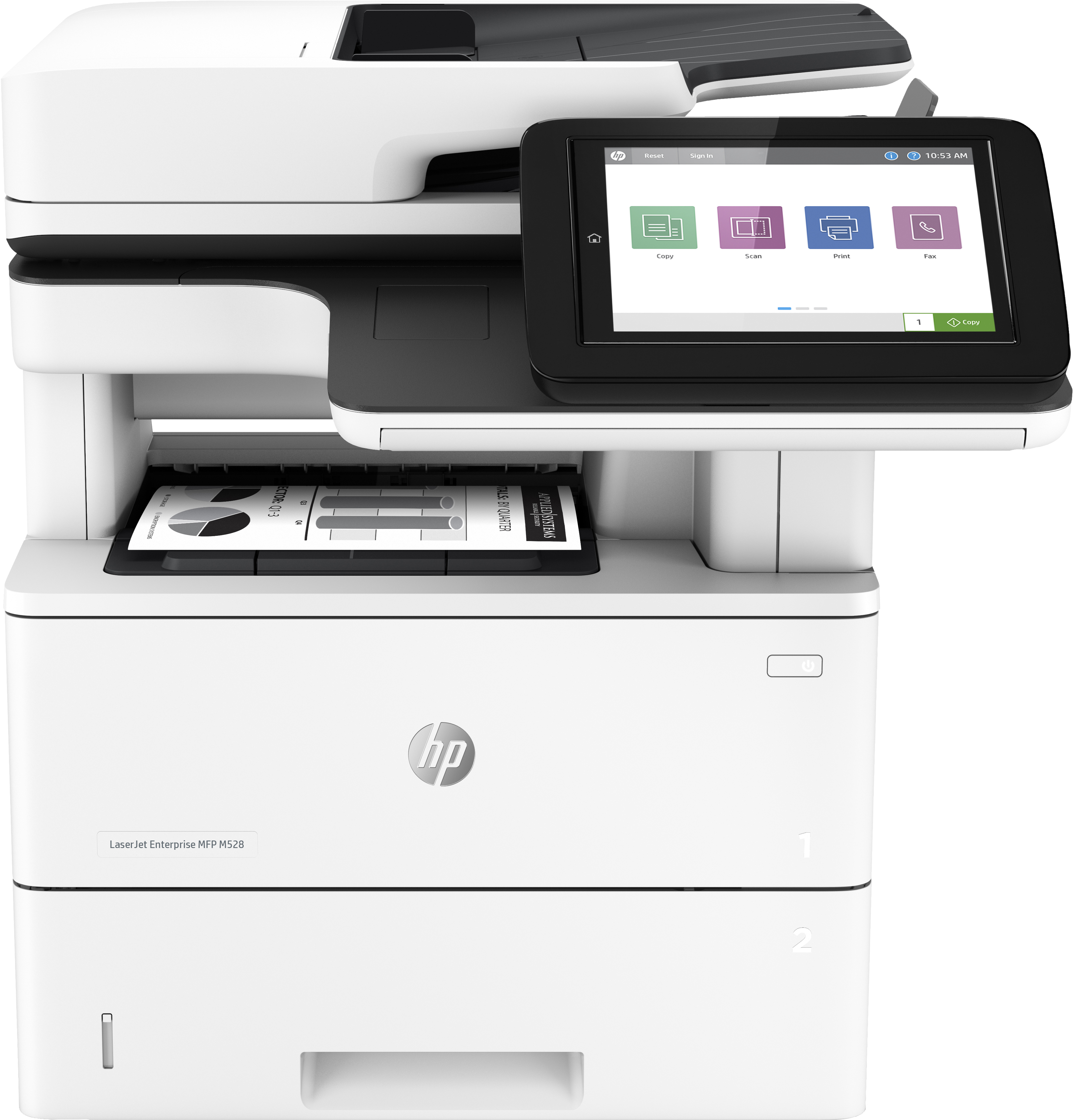 HP LaserJet Enterprise HP LaserJet Enterprise MFP M528dn, Printen, kopiëren, scannen en optioneel faxen, Printen via usb-poort aan voorzijde; Scannen naar e-mail; Dubbelzijdig printen; Dubbelzijdig scannen