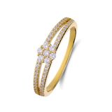 Lucardi Dames Zilveren goldplated ring met zirkonia voor dames - Ring - 925 Zilver - Goudkleurig - 16.50 / 52 mm