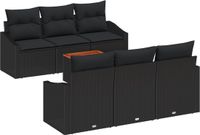 vidaXL Banc de jardin 7 pièces noir polyrattan